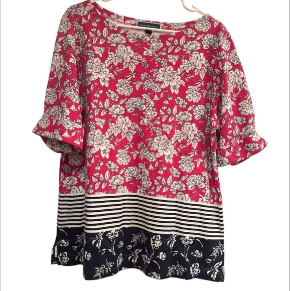 Karen Scott Multi Patterned Boat Neck Top - Picture 1 of 2